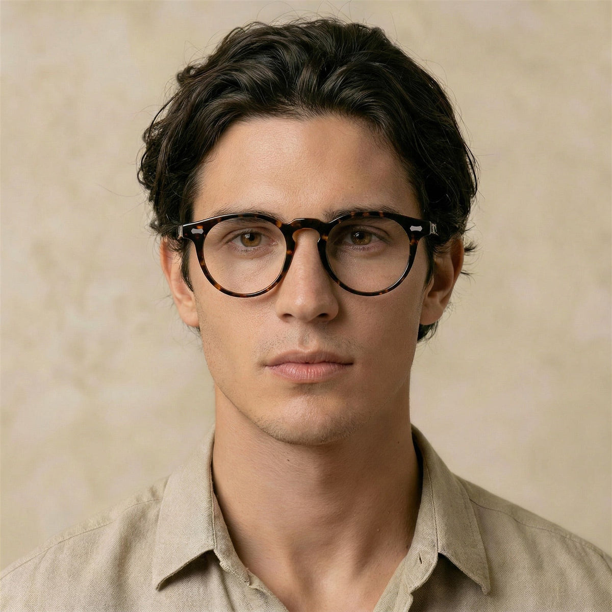 Carfia Dublin CA5506-FC14 Tortoise Acetate Round Prescription Glasses Eyeglasses for Unisex, Lifestyle View