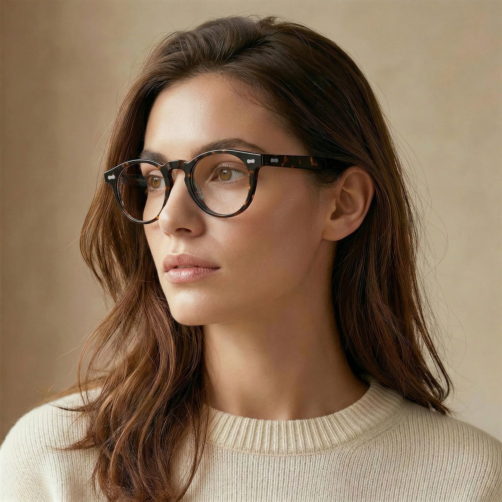 Carfia Dublin CA5506-FC14 Tortoise Acetate Round Prescription Glasses Eyeglasses for Unisex, Model View