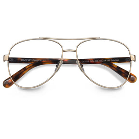 carfia-gold-aviator-prescription-eyeglasses-brown-tortoise-shell-temples-metal-frame-optical-glasses-flod