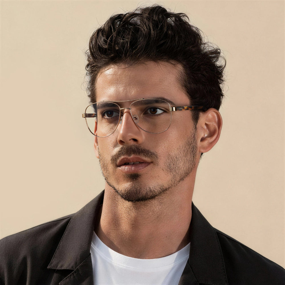 carfia-gold-aviator-prescription-eyeglasses-brown-tortoise-shell-temples-metal-frame-optical-glasses-lifestyle-2