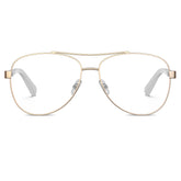carfia-gold-aviator-prescription-eyeglasses-white-shell-temples-metal-frame-optical-glasses-front