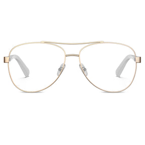 carfia-gold-aviator-prescription-eyeglasses-white-shell-temples-metal-frame-optical-glasses-front