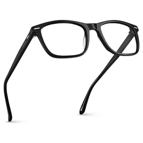 Carfia Hemet-FL01 Black Acetate Rectangular Prescription Glasses Eyeglasses for Unisex, Angle