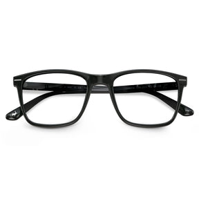 Carfia Hemet-FL01 Black Acetate Rectangular Prescription Glasses Eyeglasses for Unisex, Detail: folded temples with engraved model number CA6214