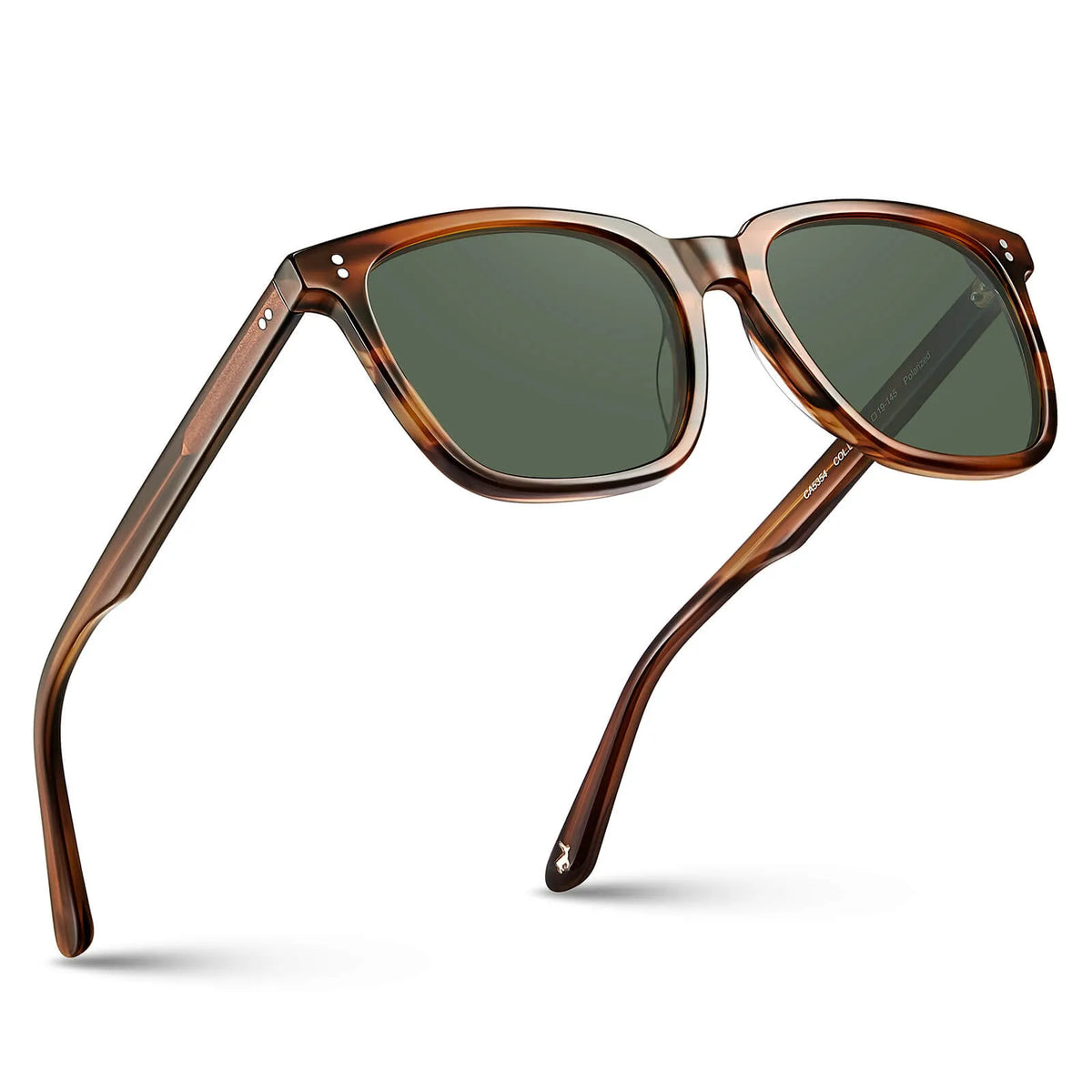 Brown Striped Frame with Green Lenses Wayfarer Sunglasses | CARFIA