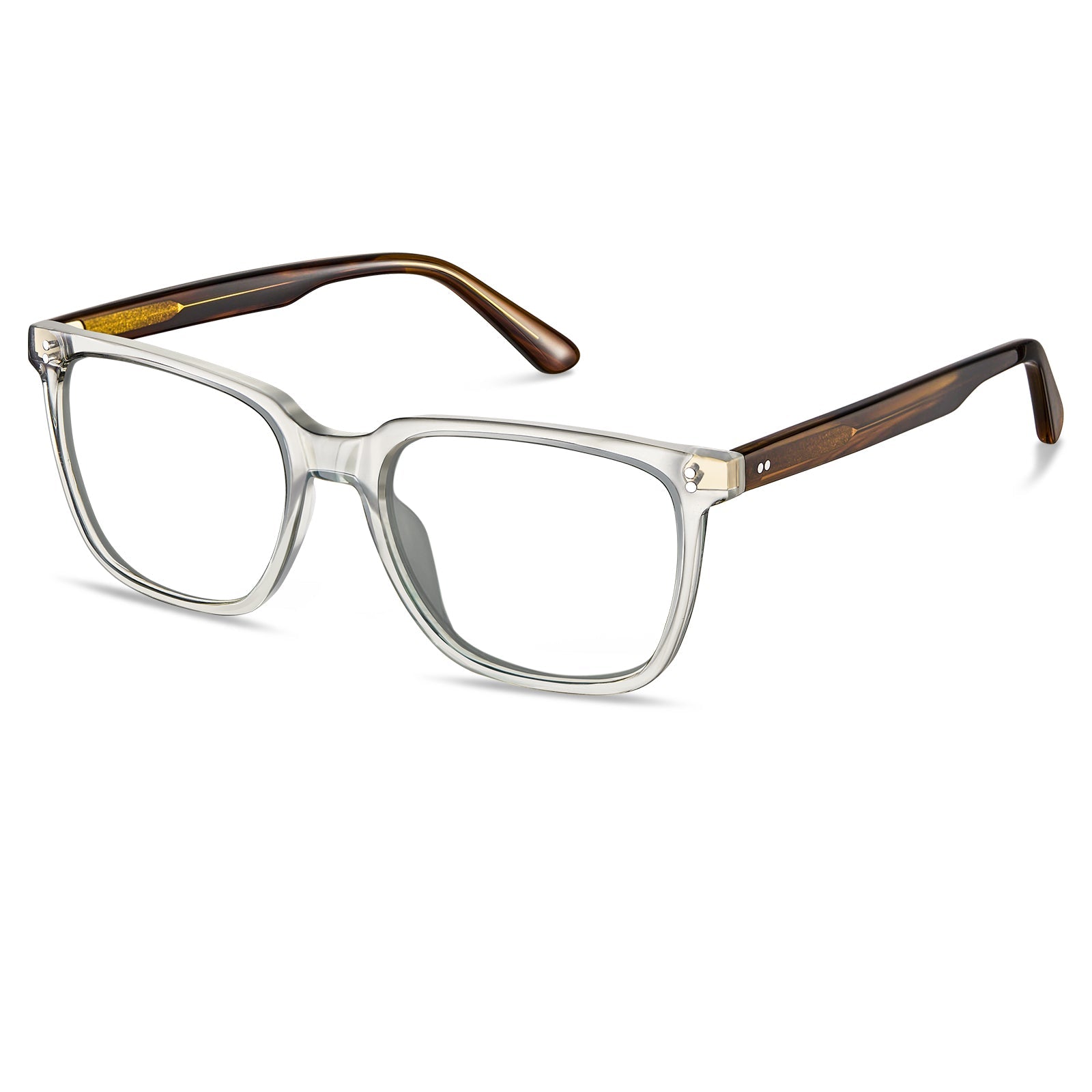 Carfia Kenosha CA5354FL22 Clear Acetate Square Prescription Glasses Eyeglasses for Men, Three-Quarter View