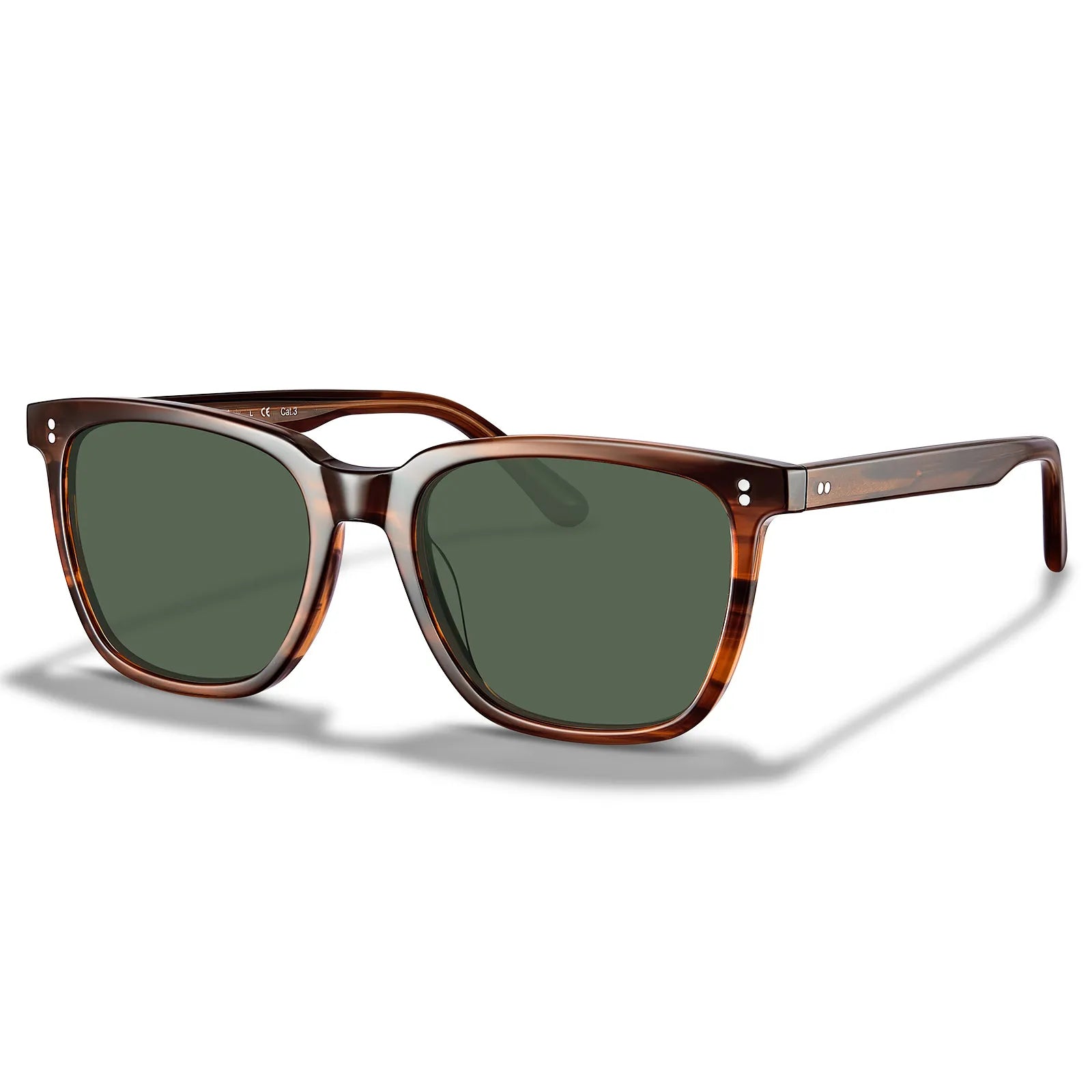 Carfia Kenosha CA5354L02 Brown Striped Acetate Square Polarized Sunglasses for Men, Three-Quarter View
