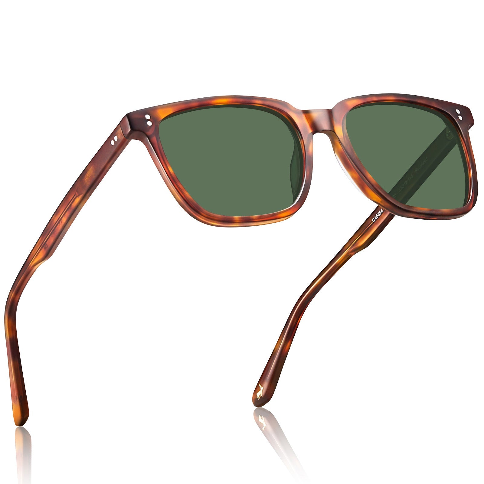 Carfia Kenosha CA5354L16 Tortoise Acetate Wayfarer Polarized Sunglasses for Men, Angle View