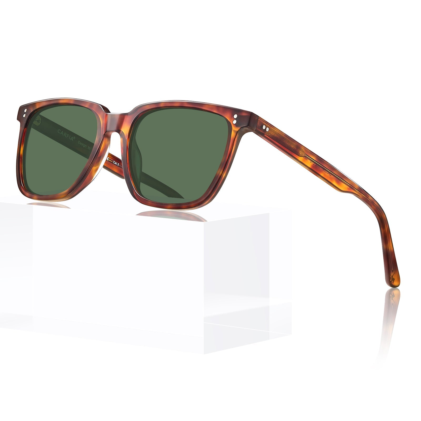 Carfia Kenosha CA5354L16 Tortoise Acetate Wayfarer Polarized Sunglasses for Men, Three-Quarter View