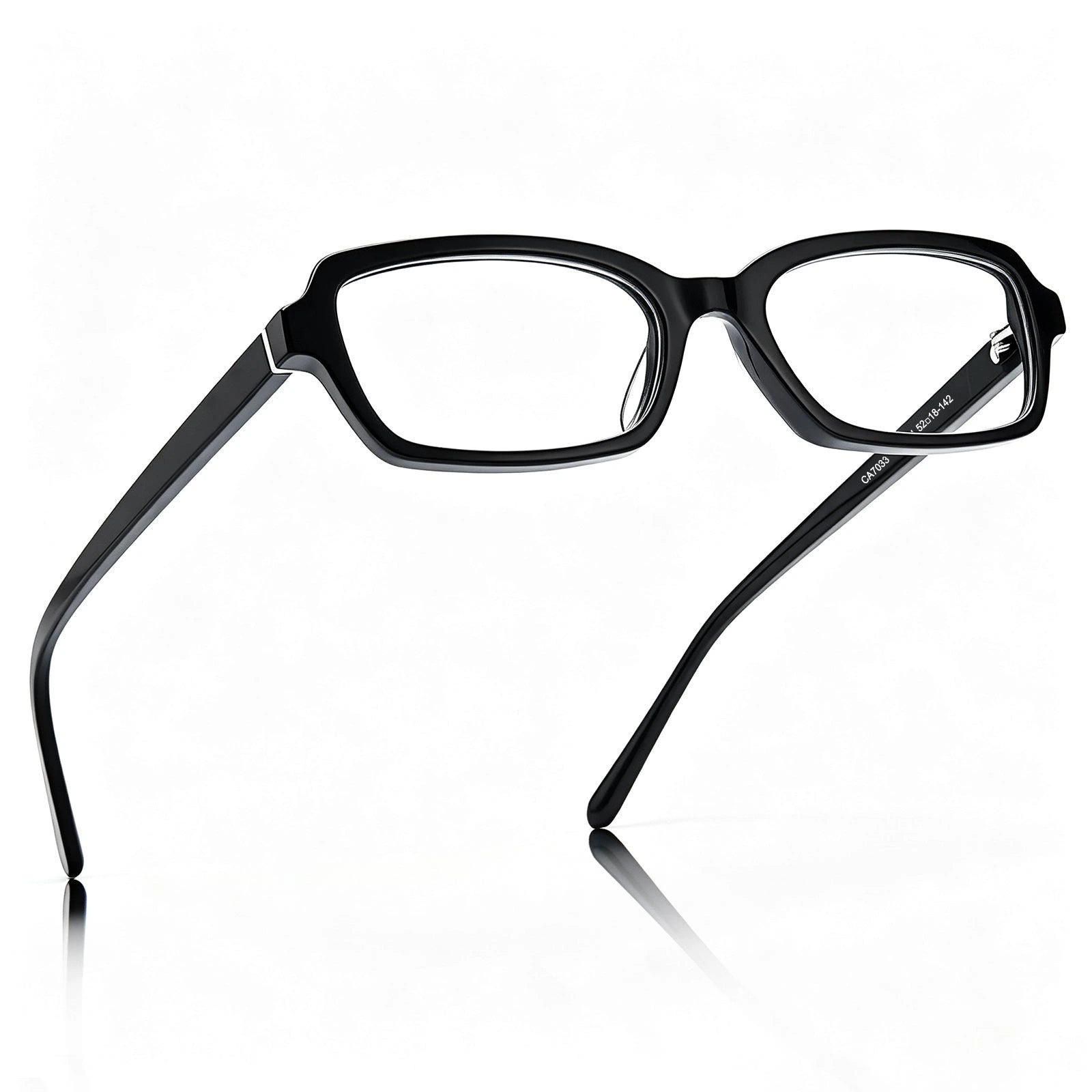 Carfia Leoon CA7033-C1 Black Acetate Rectangle Prescription Glasses Eyeglasses for Unisex, Angle View