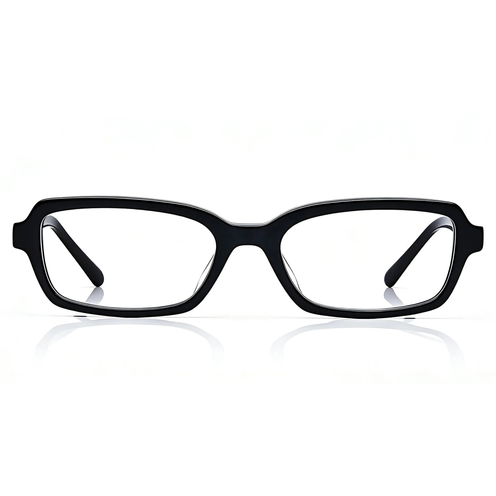 Carfia Leoon CA7033-C1 Black Acetate Rectangle Prescription Glasses Eyeglasses for Unisex, Front View