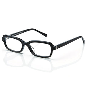 Carfia Leoon CA7033-C1 Black Acetate Rectangle Prescription Glasses Eyeglasses for Unisex, Three-Quarter View