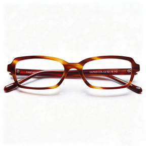 Carfia Leoon CA7033-C2 Tortoise Acetate Rectangle Prescription Glasses Eyeglasses for Unisex, Flatlay View