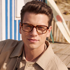 Carfia Leoon CA7033-C2 Tortoise Acetate Rectangle Prescription Glasses Eyeglasses for Unisex, Portrait View