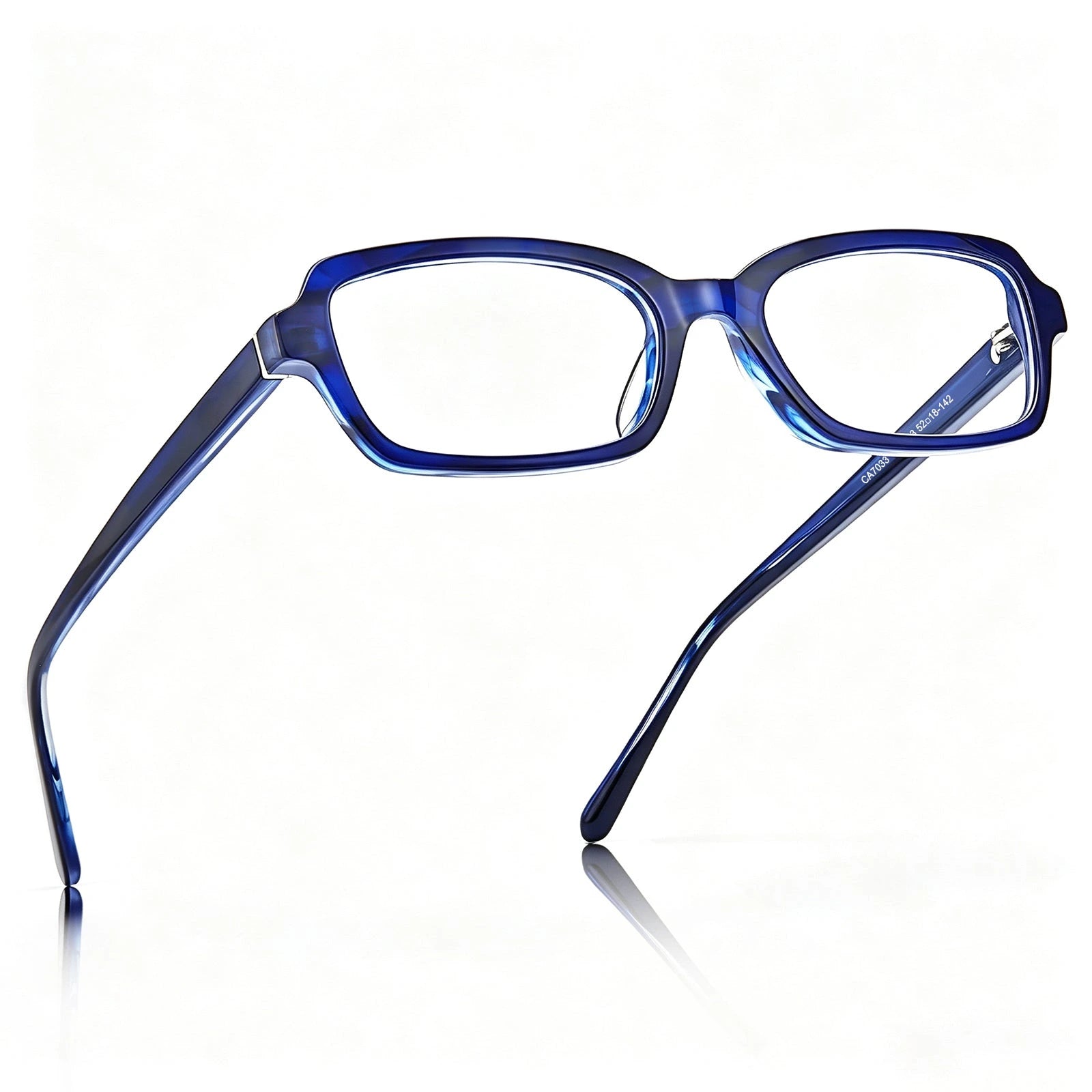 Carfia Leoon CA7033-C3 Navy Acetate Rectangle Prescription Glasses Eyeglasses for Unisex, Angle View