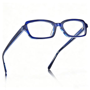 Carfia Leoon CA7033-C3 Navy Acetate Rectangle Prescription Glasses Eyeglasses for Unisex, Angle View