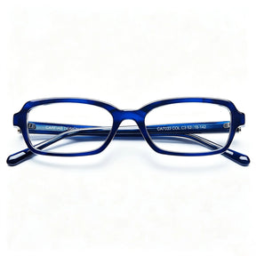 Carfia Leoon CA7033-C3 Navy Acetate Rectangle Prescription Glasses Eyeglasses for Unisex, Flatlay View