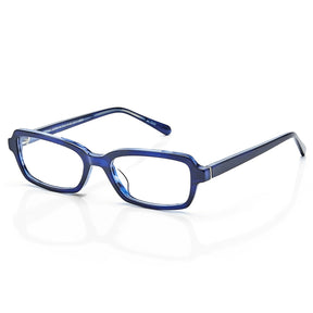 Carfia Leoon CA7033-C3 Navy Acetate Rectangle Prescription Glasses Eyeglasses for Unisex, Three-Quarter View
