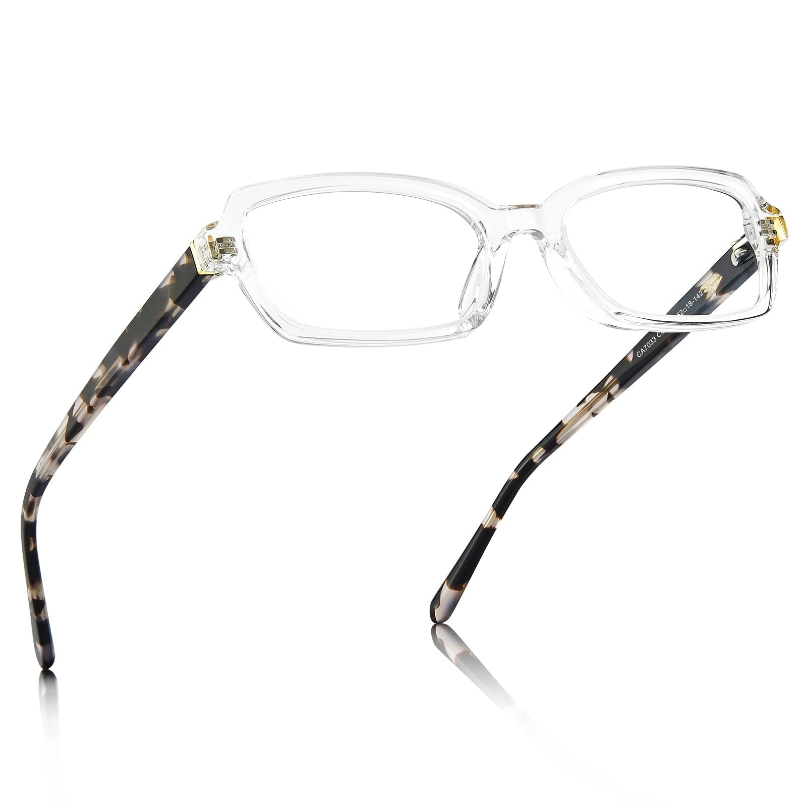 Carfia Leoon CA7033-C4 Transparent Acetate Rectangle Prescription Glasses Eyeglasses for Unisex, Angle View