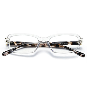 Carfia Leoon CA7033-C4 Transparent Acetate Rectangle Prescription Glasses Eyeglasses for Unisex, Flatlay View