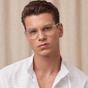 Carfia Leoon CA7033-C4 Transparent Acetate Rectangle Prescription Glasses Eyeglasses for Unisex, Model View