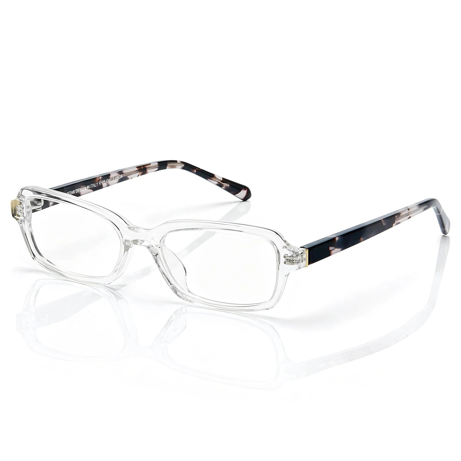 Carfia Leoon CA7033-C4 Transparent Acetate Rectangle Prescription Glasses Eyeglasses for Unisex, Three-Quarter View