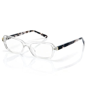 Carfia Leoon CA7033-C4 Transparent Acetate Rectangle Prescription Glasses Eyeglasses for Unisex, Three-Quarter View