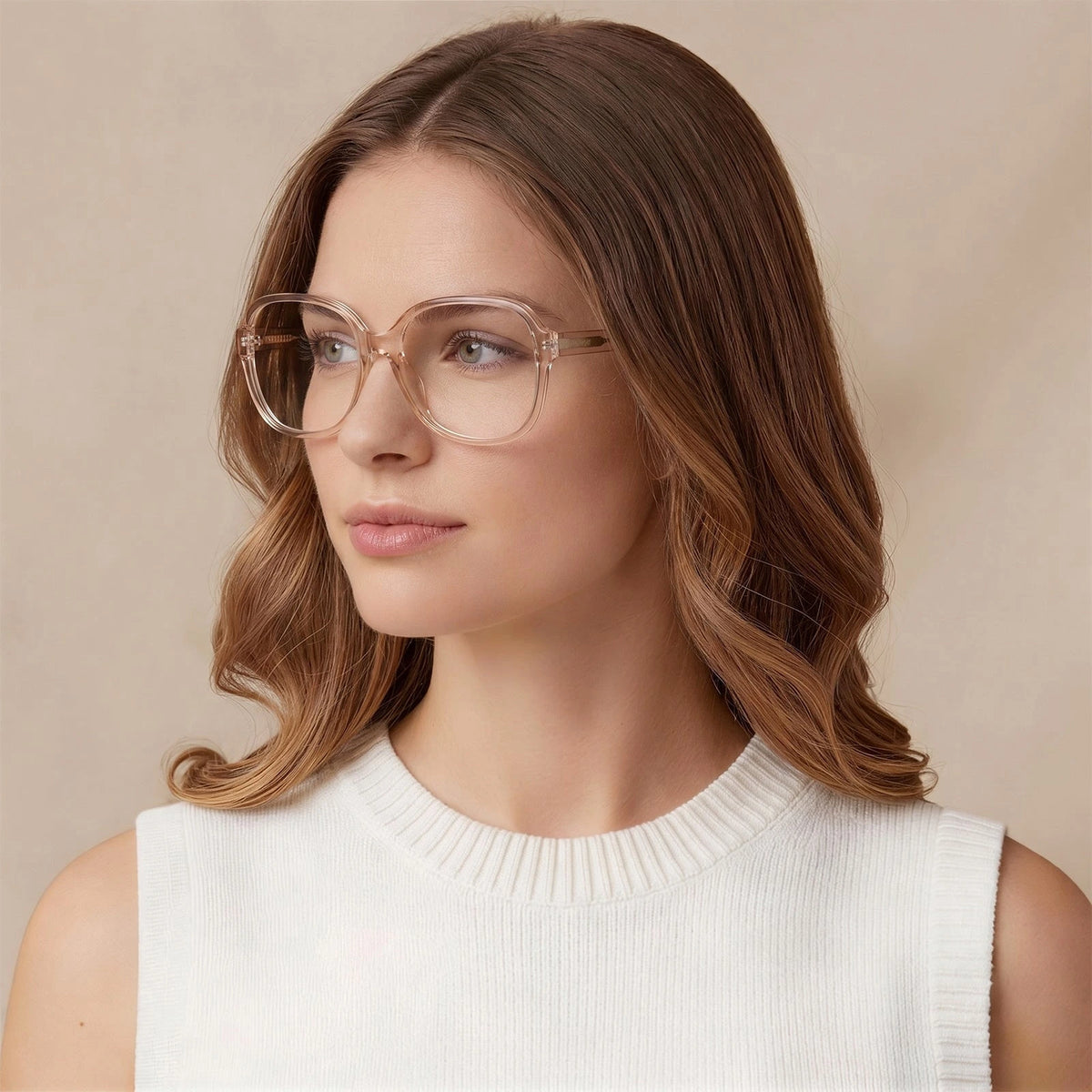 Carfia Matthew CA2024-C09 Pink Acetate Square Prescription Glasses Eyeglasses for Women, Lifestyle View