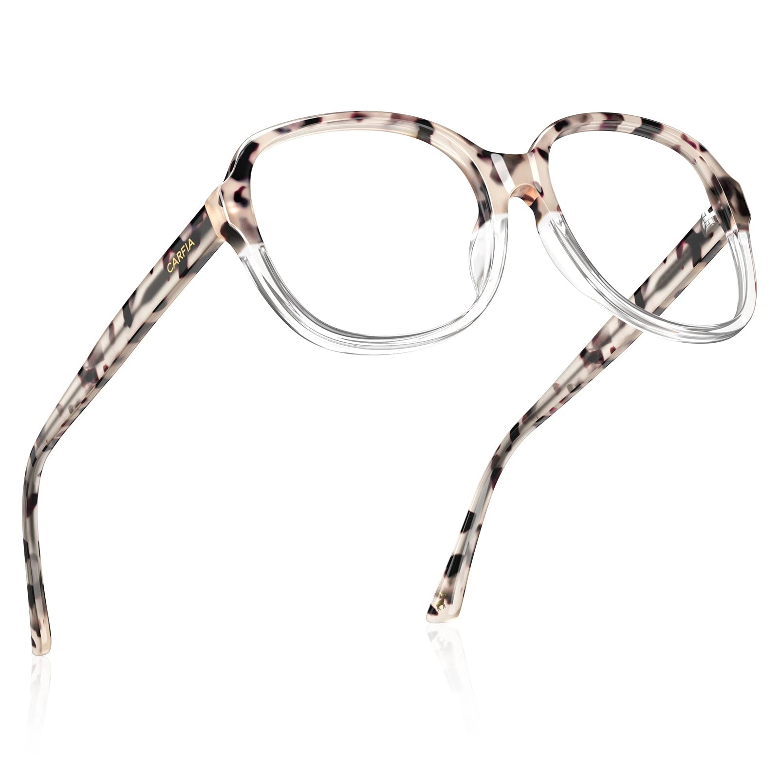 Carfia Matthew CA2024-C14 Tortoise Acetate Square Prescription Glasses Eyeglasses for Women, Angle View