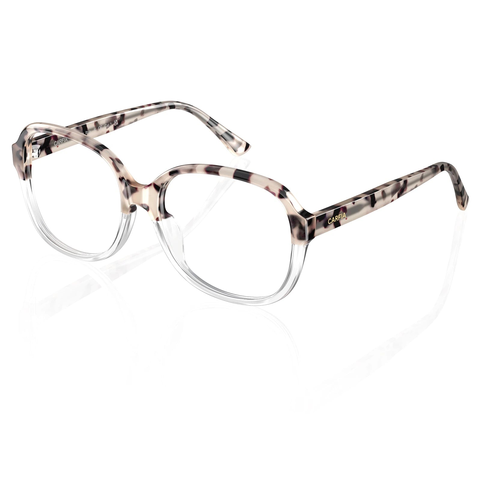 Carfia Matthew CA2024-C14 Tortoise Acetate Square Prescription Glasses Eyeglasses for Women, Three-Quarter View