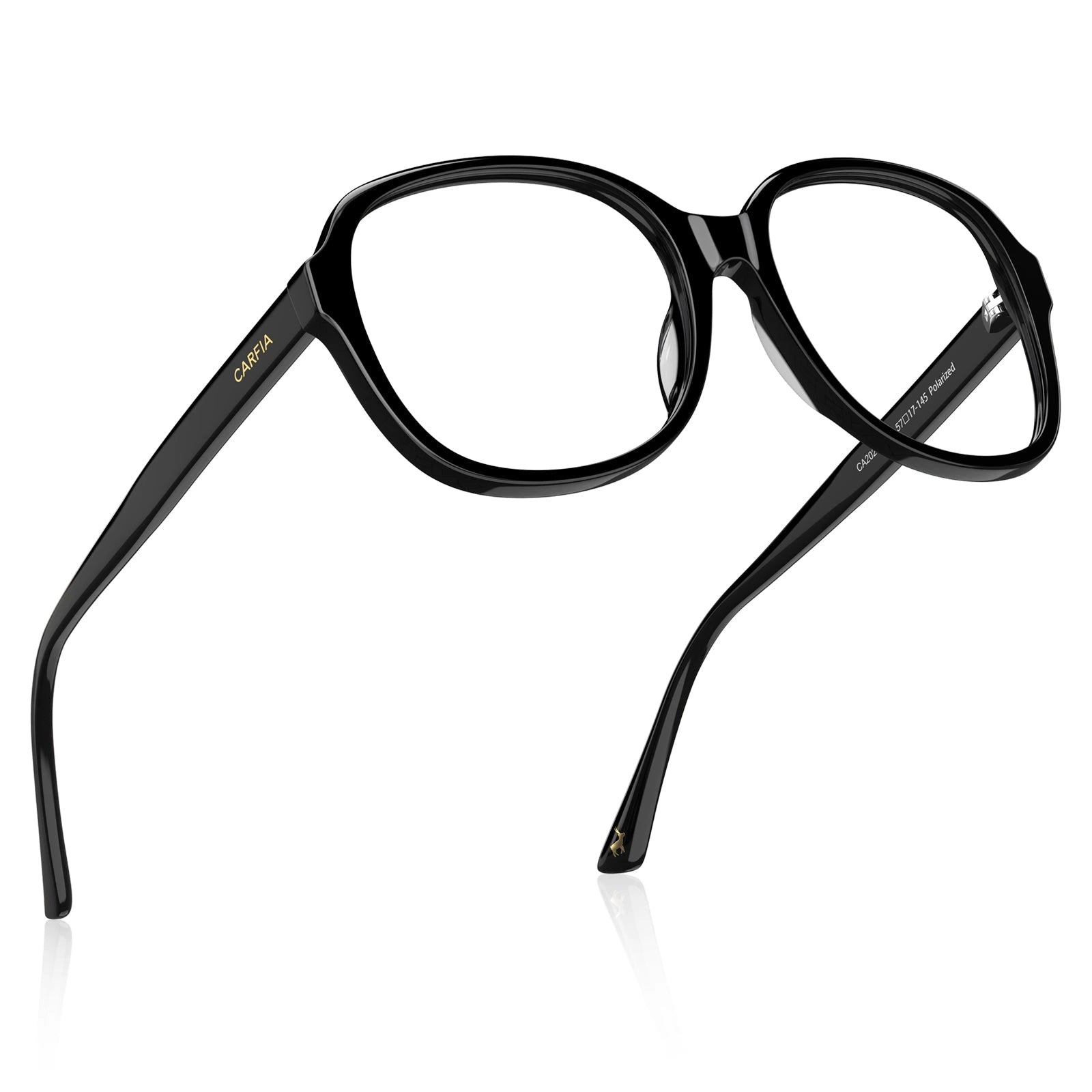 Carfia Matthew CA2024FC01 Black Acetate Square Prescription Glasses Eyeglasses for Women, Flat Lay View