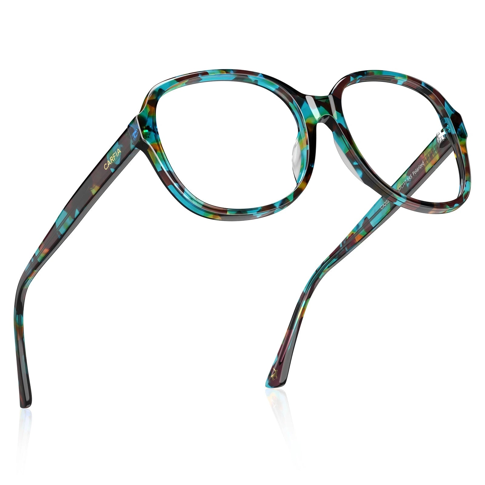 Carfia Matthew CA2024FC02 Tortoise Acetate Square Prescription Glasses Eyeglasses for Women, Flat Lay View