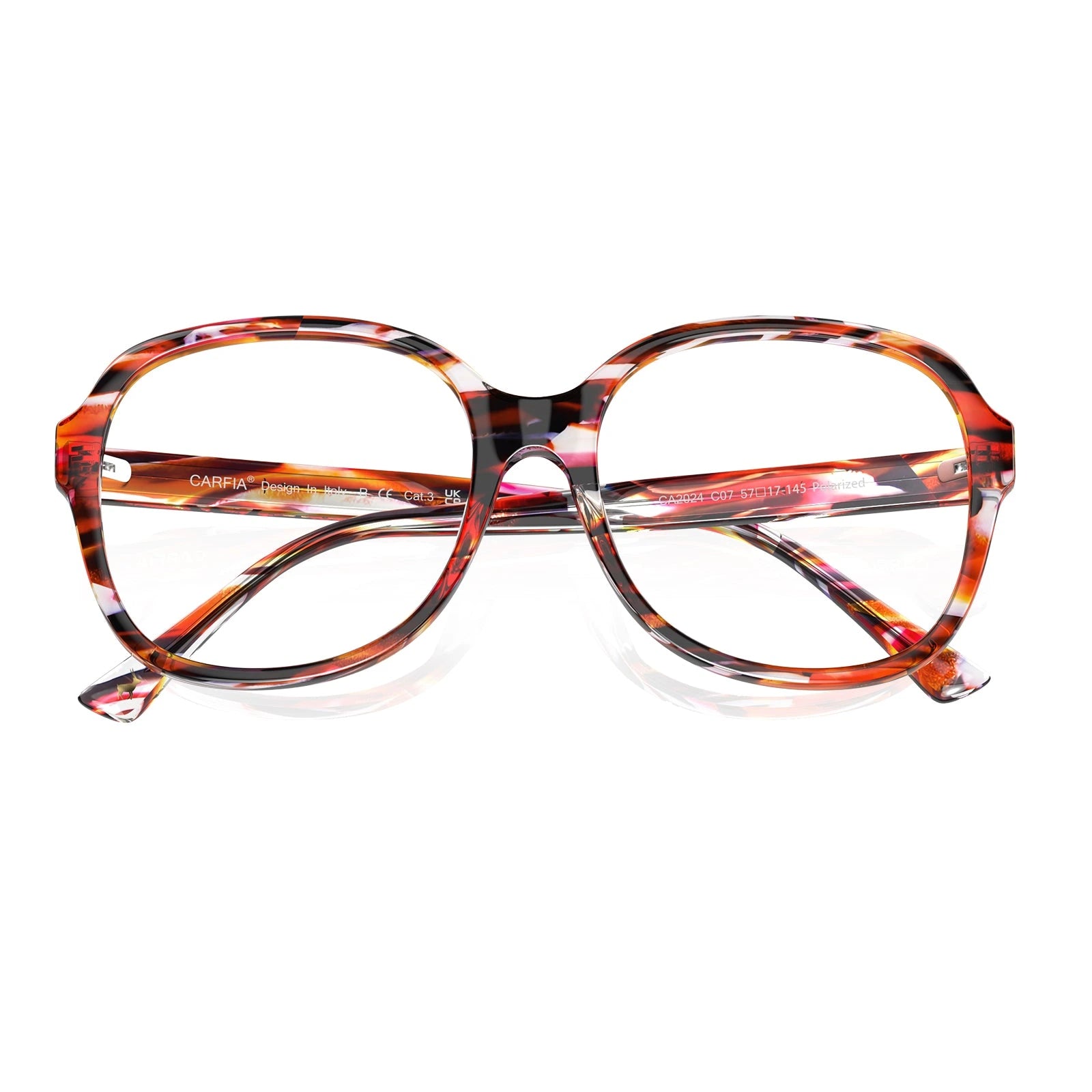 Carfia Matthew CA2024FC04 Tortoise Acetate Square Prescription Glasses Eyeglasses for Women, Detail View