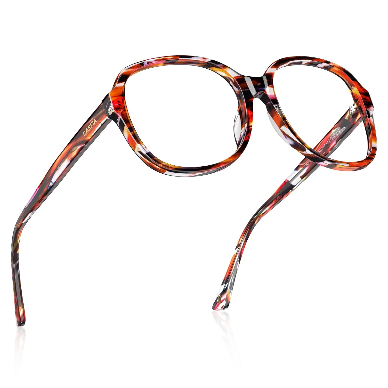 Carfia Matthew CA2024FC04 Tortoise Acetate Square Prescription Glasses Eyeglasses for Women, Flat Lay View