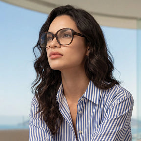 Carfia Matthew CA2024-FC05 Tortoise Acetate Square Prescription Glasses Eyeglasses for Women, Model View