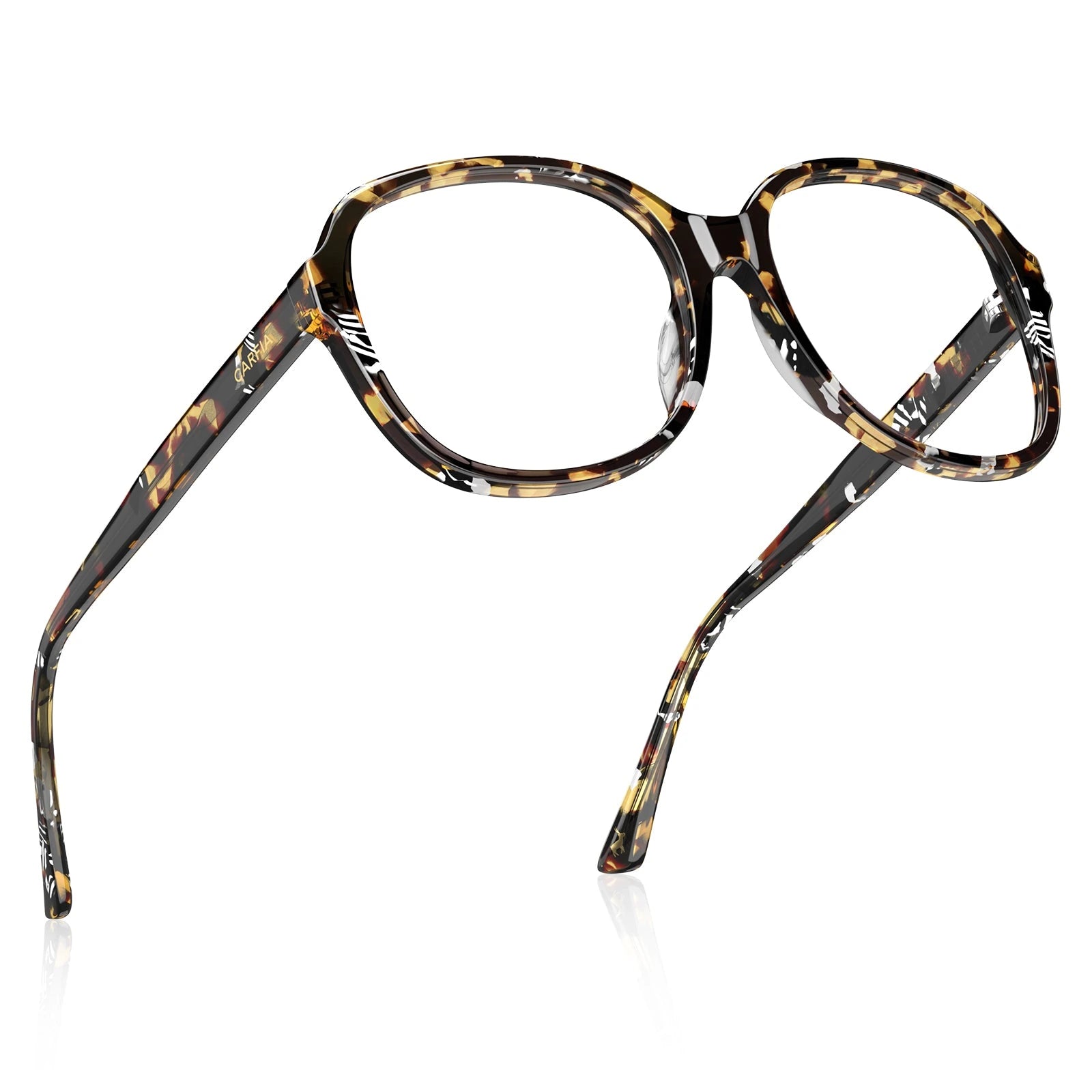 Carfia Matthew CA2024-FC08 Tortoise Acetate Square Prescription Glasses Eyeglasses for Women, Flat Lay View
