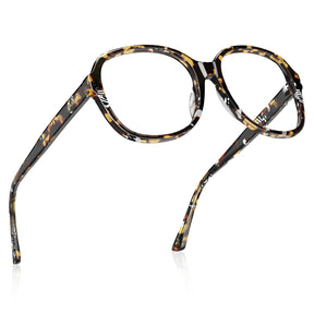 Carfia Matthew CA2024-FC08 Tortoise Acetate Square Prescription Glasses Eyeglasses for Women, Flat Lay View