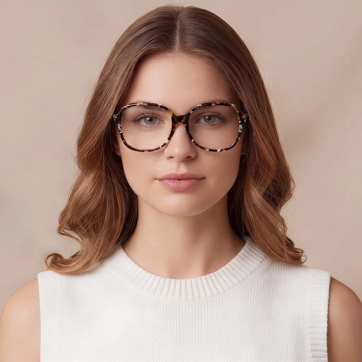 Carfia Matthew CA2024-FC08 Tortoise Acetate Square Prescription Glasses Eyeglasses for Women, Lifestyle View