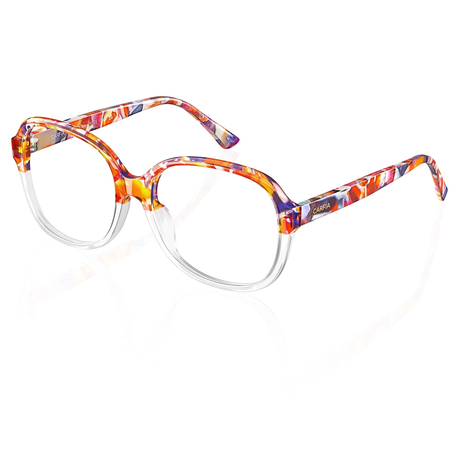 Carfia Matthew CA2024-FC19 Tortoise Acetate Cat-Eye Prescription Glasses Eyeglasses for Women, Model View