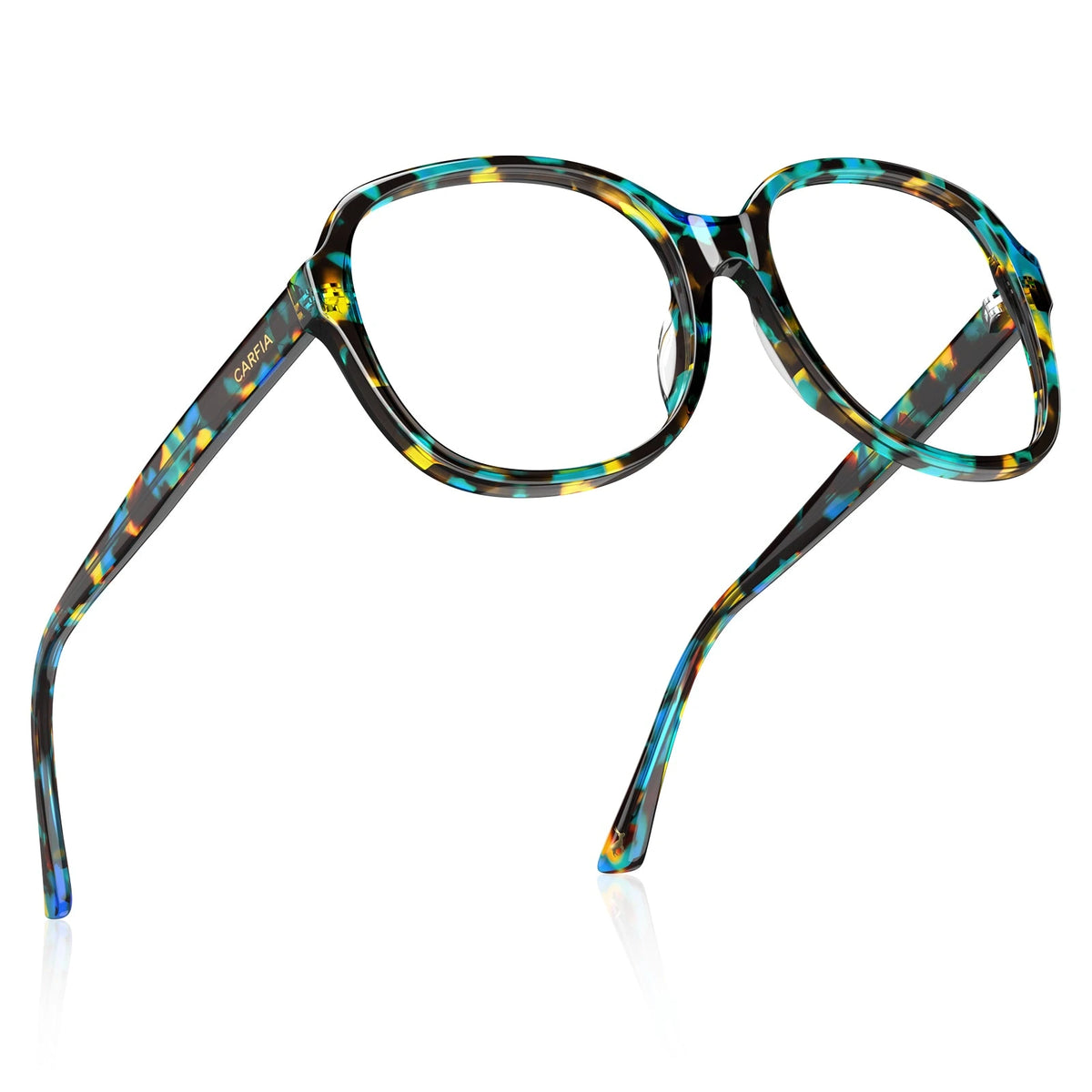 Carfia Matthew CA2024-R02 Tortoise Acetate Square Prescription Glasses Eyeglasses for Women, Angle View