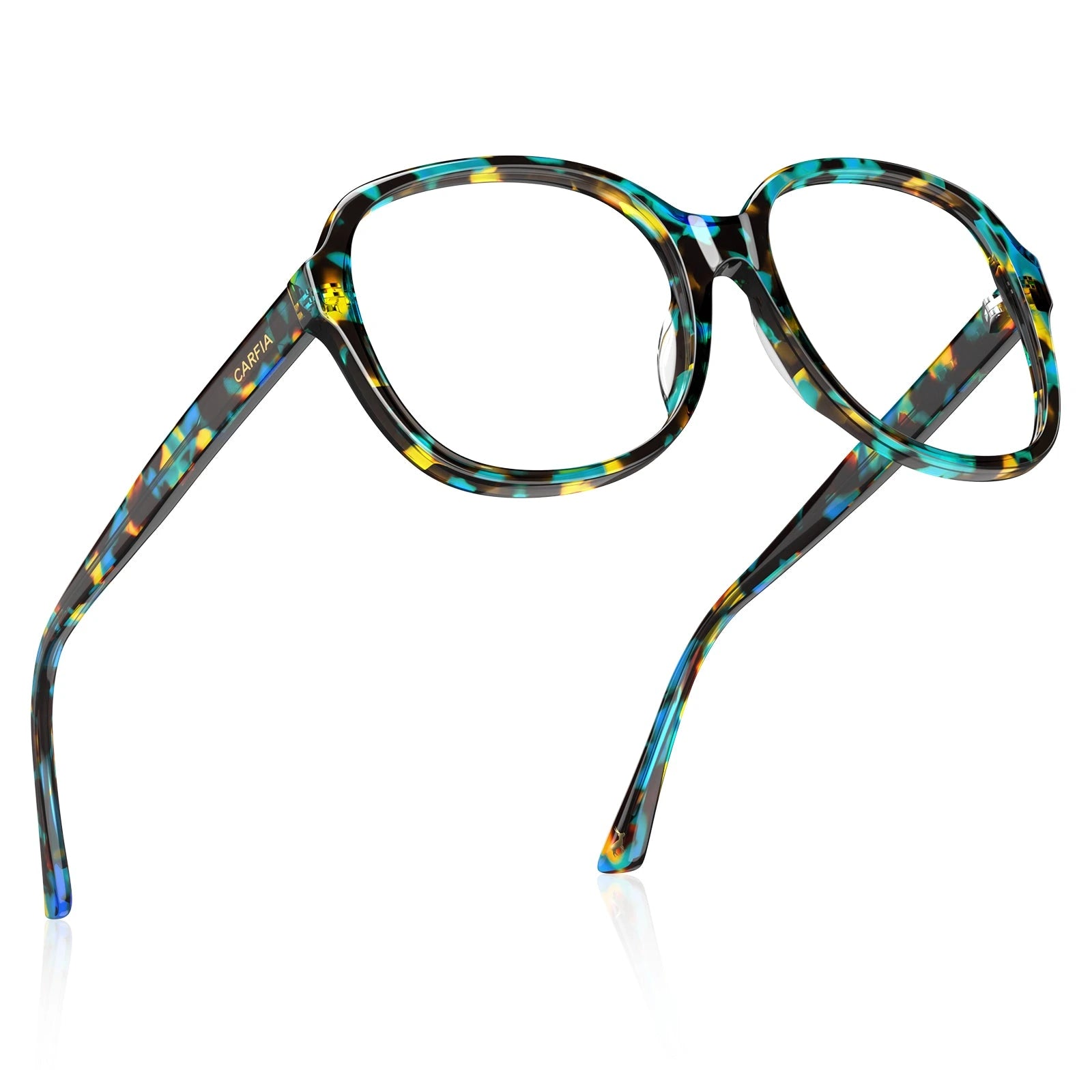 Carfia Matthew CA2024-R02 Tortoise Acetate Square Prescription Glasses Eyeglasses for Women, Angle View