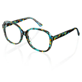 Carfia Matthew CA2024-R02 Tortoise Acetate Square Prescription Glasses Eyeglasses for Women, Three-Quarter View
