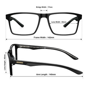 Carfia Matthew CA62162-FC01 Black Acetate Rectangular Prescription Glasses Eyeglasses for Women, Size Chart
