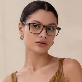 Carfia Matthew CA62162-FC02 Brown Acetate Rectangular Prescription Glasses Eyeglasses for Women, Detail View