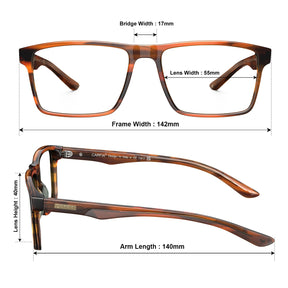 Carfia Matthew CA62162-FC02 Brown Acetate Rectangular Prescription Glasses Eyeglasses for Women, Size Chart