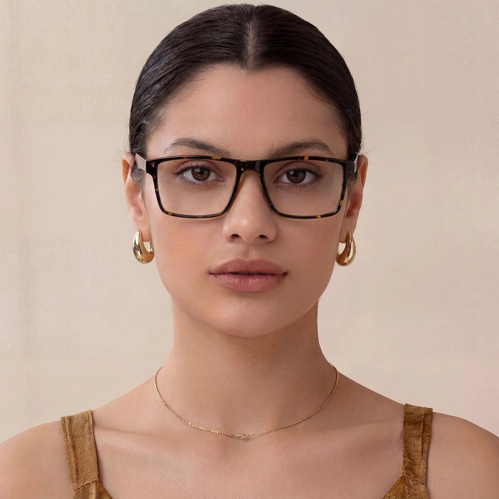 Carfia Matthew CA62162-FC04 Tortoise Acetate Rectangular Prescription Glasses Eyeglasses for Women, Detail View