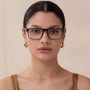 Carfia Matthew CA62162-FC04 Tortoise Acetate Rectangular Prescription Glasses Eyeglasses for Women, Detail View