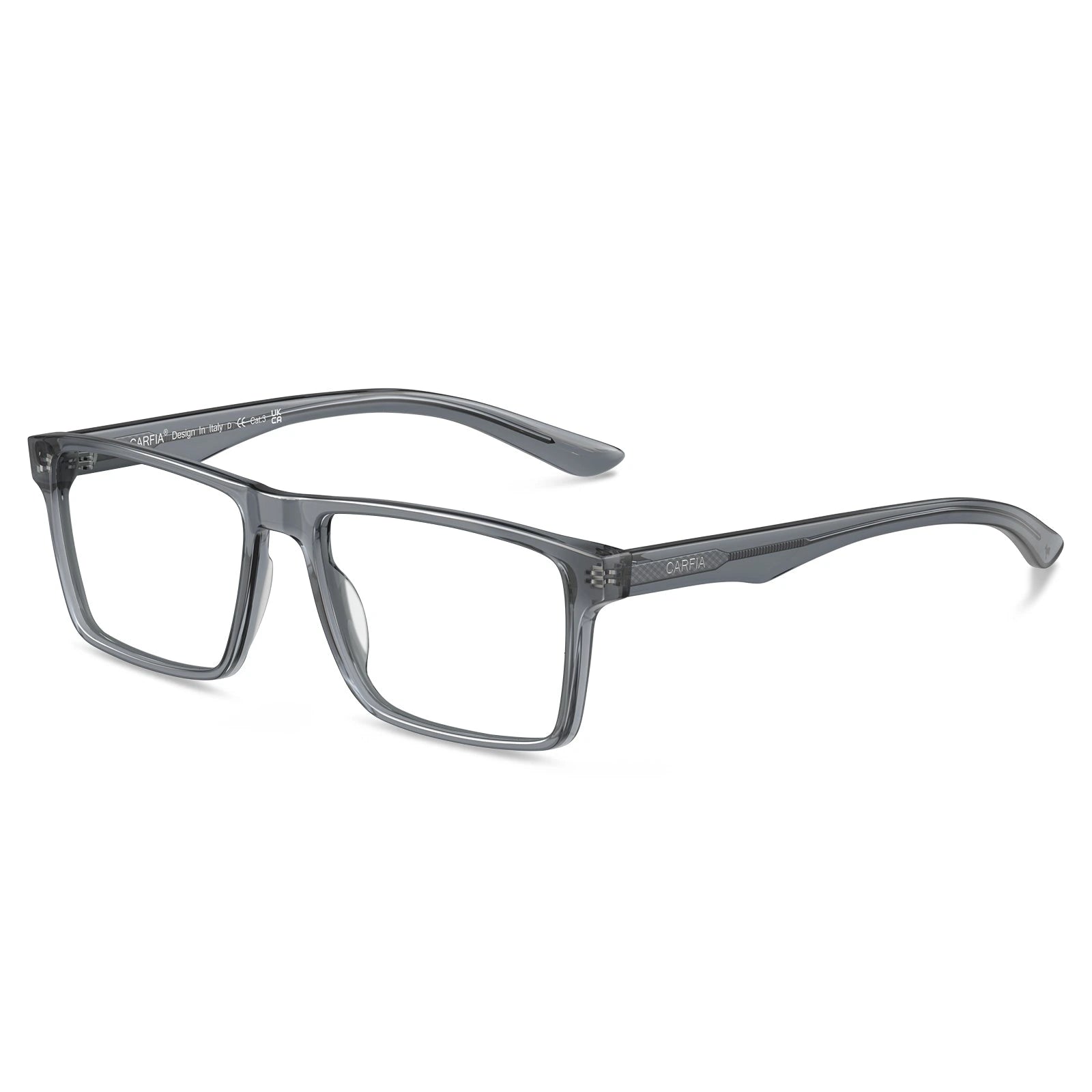 Carfia Matthew CA62162-FC06 Grey Acetate Rectangular Prescription Glasses Eyeglasses for Women, Angle View