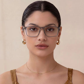 Carfia Matthew CA62162-FC06 Grey Acetate Rectangular Prescription Glasses Eyeglasses for Women, Portrait View