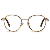 Carfia Monterey Tortoise Metal Round Prescription Glasses Eyeglasses for Unisex, Front View